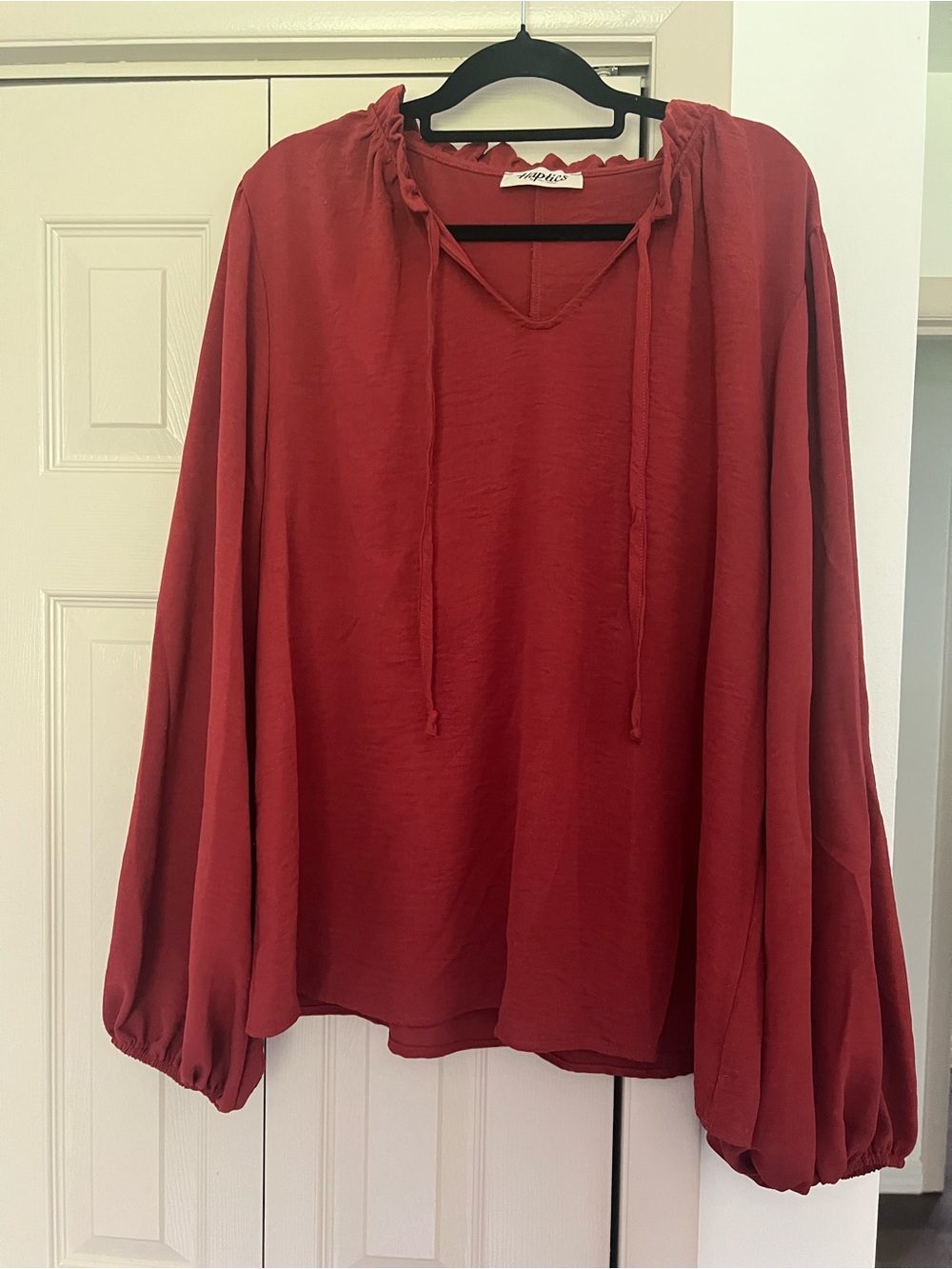 *NWOT* Haptics Red Peasant Blouse with Balloon Sleeves